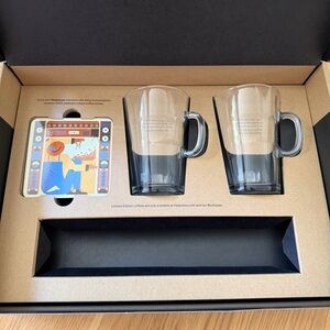 Nespresso Clear Glass Mugs with Black Base - Set of 2